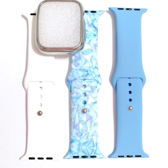 Accessories - 3 M/L 44mm 42mm Apple Watch band blue white + case